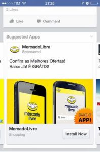 Anúncio app Mercado Livre no Facebook