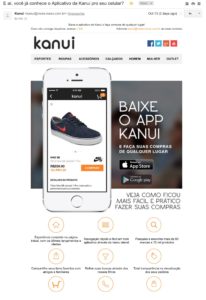 E-mail marketing Kanui divulgando app mobile