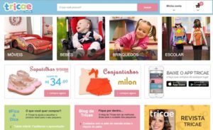 Site Tricae divulgando app mobile