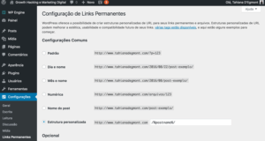 Configuração de permalinks para SEO no WordPress
